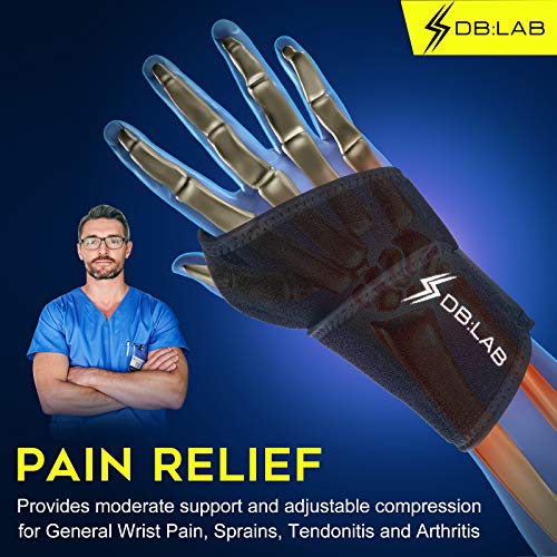 DB:LAB Wrist Support for Carpal Tunnel, Sprains, Arthritis, Tendonitis Support- Adjustable for Women and Men- Fit for Both Left and Right Hand- L/XL, Single by DB:LAB