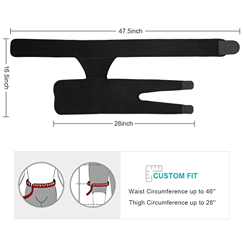 Hip Brace, Thigh Support with Lumber Belt Sciatica Relief Wrap Groin Support, Adjustable Hamstring Compression Sleeve for Pulled Injury Strain Tendonitis and Recovery, Fits Men Women from Yosoo Health Gear