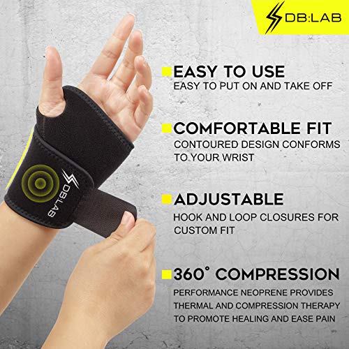 DB:LAB Wrist Support for Carpal Tunnel, Sprains, Arthritis, Tendonitis Support- Adjustable for Women and Men- Fit for Both Left and Right Hand- L/XL, Single by DB:LAB