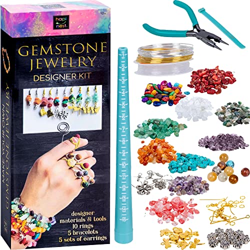 Hapinest Gemstone Jewelry Designer Kit | Make Your Own Bracelets, Earrings, and Rings Crafts for Girls Ages 12 Years and Up Teens and Women by IG Trading LLC