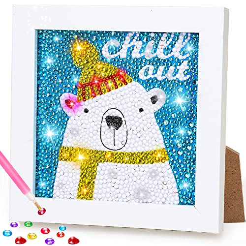 TOY Life 5D Diamond Painting Kits for Kids with Wooden Frame - Diamond Arts and Crafts for Kids Ages 6-8-10-12 Gem Art Painting Kit - Polar Bear Diamond Dots Painting Kits for Kids Art Project from TOY Life