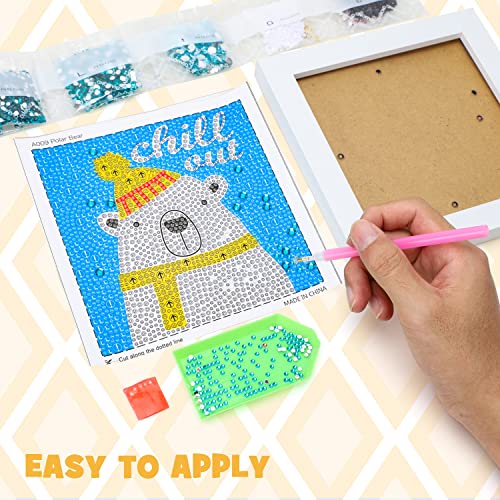 TOY Life 5D Diamond Painting Kits for Kids with Wooden Frame - Diamond Arts and Crafts for Kids Ages 6-8-10-12 Gem Art Painting Kit - Polar Bear Diamond Dots Painting Kits for Kids Art Project from TOY Life