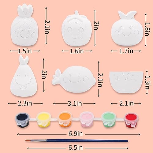 Funto Paint Your Own Fruits Painting Kit, 13 PCS Arts and Crafts Set for Kids, STEAM Projects Creative Activity DIY Toys Gift for Boys & Girls Age 3+, with 6 Figurines, 6 Paint Pots, 1 Brush by Funto
