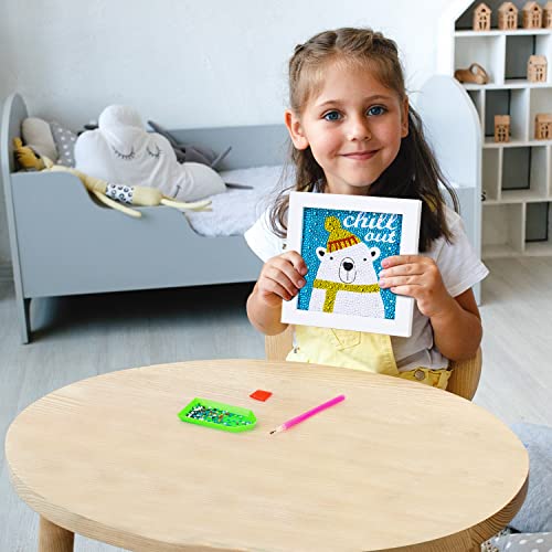 TOY Life 5D Diamond Painting Kits for Kids with Wooden Frame - Diamond Arts and Crafts for Kids Ages 6-8-10-12 Gem Art Painting Kit - Polar Bear Diamond Dots Painting Kits for Kids Art Project from TOY Life