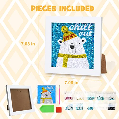 TOY Life 5D Diamond Painting Kits for Kids with Wooden Frame - Diamond Arts and Crafts for Kids Ages 6-8-10-12 Gem Art Painting Kit - Polar Bear Diamond Dots Painting Kits for Kids Art Project from TOY Life