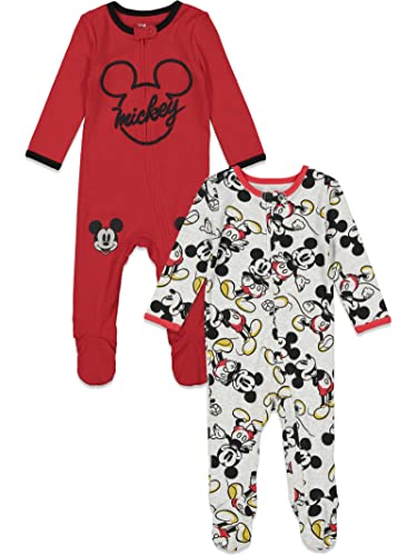 Disney Mickey Mouse Baby Boys Zip-Up Sleep N' Play Coverall Red & Gray 18 Months by Bentex Group, Inc.