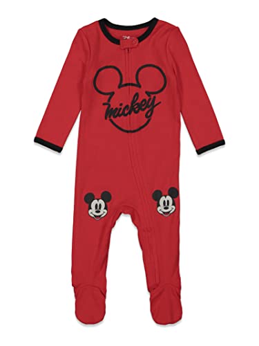 Disney Mickey Mouse Baby Boys Zip-Up Sleep N' Play Coverall Red & Gray 18 Months by Bentex Group, Inc.