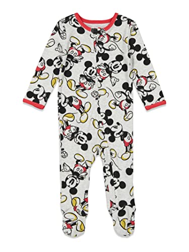 Disney Mickey Mouse Baby Boys Zip-Up Sleep N' Play Coverall Red & Gray 18 Months by Bentex Group, Inc.