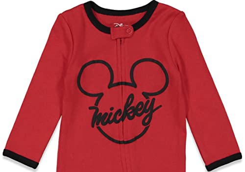 Disney Mickey Mouse Baby Boys Zip-Up Sleep N' Play Coverall Red & Gray 18 Months by Bentex Group, Inc.
