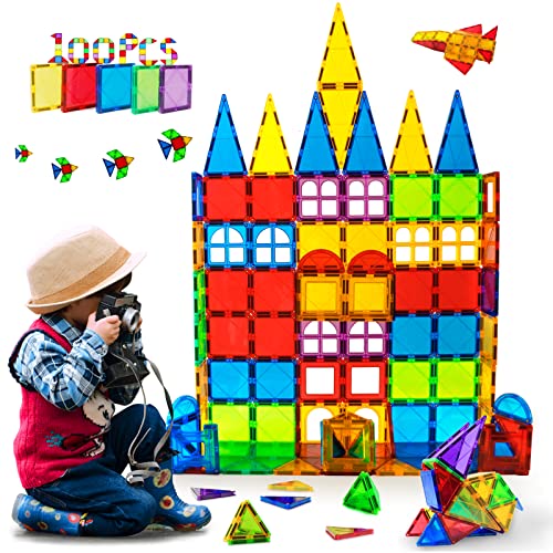 Magnet Toys Kids Magnetic Building Tiles 100 Pcs 3D Magnetic Blocks Preschool Building Sets Educational Toys for Toddlers Boys and Girls. by TUOXIANG