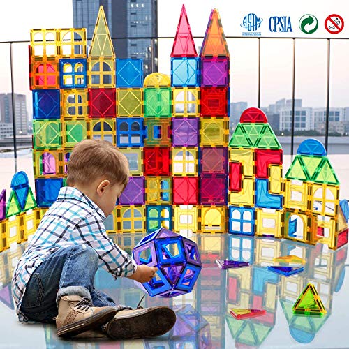 Magnet Toys Kids Magnetic Building Tiles 100 Pcs 3D Magnetic Blocks Preschool Building Sets Educational Toys for Toddlers Boys and Girls. by TUOXIANG