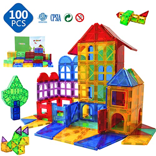 Magnet Toys Kids Magnetic Building Tiles 100 Pcs 3D Magnetic Blocks Preschool Building Sets Educational Toys for Toddlers Boys and Girls. by TUOXIANG