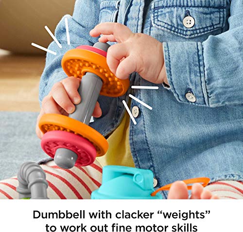Fisher-Price Gift Set, 4 fitnessthemed toys with wearable costume bib rattle and teether for babies ages 3 months and older, Fisher-Price Baby Biceps by Fisher Price