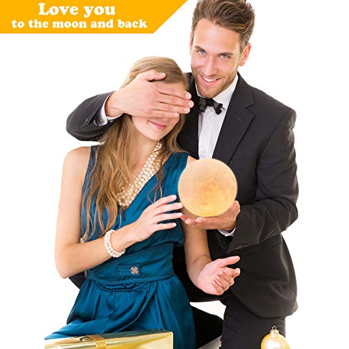 Moon Lamp, LOGROTATE 16 Colors LED Night Light 3D Print Moon Light with Stand & Remote/Touch Control and USB Rechargeable, Moon Light Lamps for kids friends Lover Birthday Gifts (Diameter 4.8 INCH) from LOGROTATE