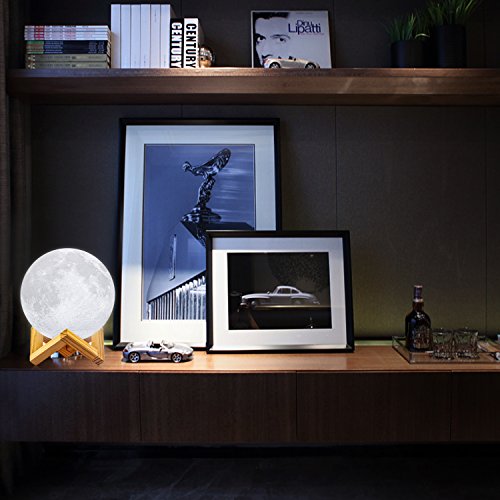 Moon Lamp, LOGROTATE 16 Colors LED Night Light 3D Print Moon Light with Stand & Remote/Touch Control and USB Rechargeable, Moon Light Lamps for kids friends Lover Birthday Gifts (Diameter 4.8 INCH) from LOGROTATE
