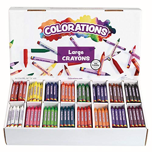 ColorationsÂ® Large Crayon Classpack, School Supplies, 16 Colors, 25 of each, Set of 400, Large size easier to hold & draw, Crayons glide easily, Non Toxic Crayons, Kids Crayons, School Supplies from Discount School Supply - Excelligence