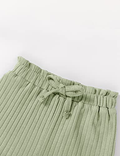 Melaogoy Toddler Girl Clothes Ribbed Sleeveless Tank Top Shorts Tracksuit 2Pcs Summer Baby Outfits Set (Green, 3-4T) from 