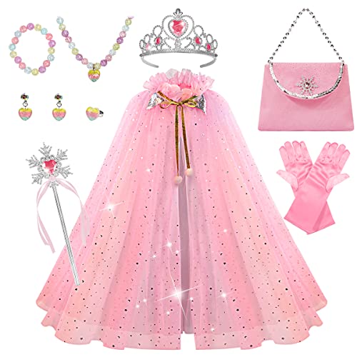 Meland Princess Dress up Clothes for Little Girls - 11Pcs Princess Cape with Crown, Princess Dresses for Girls 3-8 Birthday Gifts by 