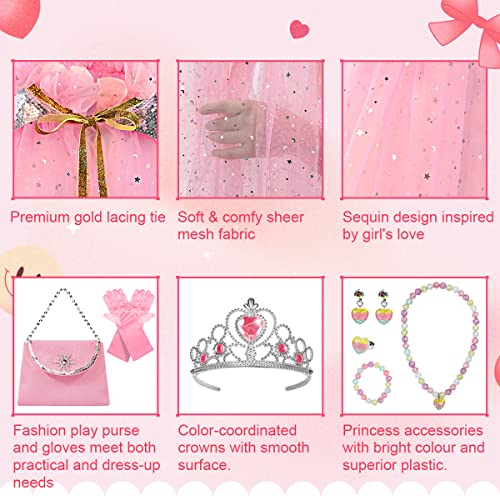 Meland Princess Dress up Clothes for Little Girls - 11Pcs Princess Cape with Crown, Princess Dresses for Girls 3-8 Birthday Gifts by 