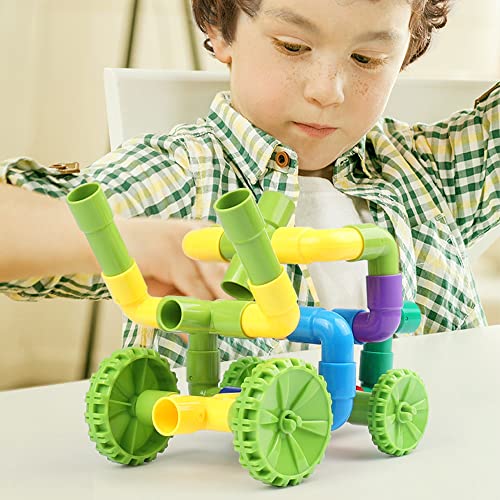 Pualsol 72PCS STEM Building Toys for Kids Ages 4.Connecting Building Toys Toddlers 3-5.Educational Toddler Toy Kit.Sensory Toys Creative Tube Locks Construction Set for Boy&Girls by Pualsol