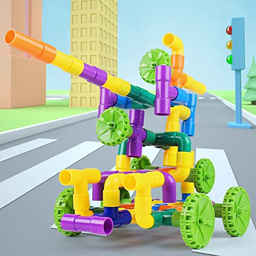 Pualsol 72PCS STEM Building Toys for Kids Ages 4.Connecting Building Toys Toddlers 3-5.Educational Toddler Toy Kit.Sensory Toys Creative Tube Locks Construction Set for Boy&Girls by Pualsol