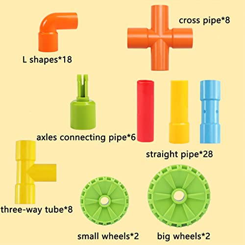 Pualsol 72PCS STEM Building Toys for Kids Ages 4.Connecting Building Toys Toddlers 3-5.Educational Toddler Toy Kit.Sensory Toys Creative Tube Locks Construction Set for Boy&Girls by Pualsol