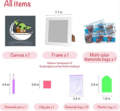 Diamond Painting Kits for Kids, 5D Full Drill Cartoon Diamond Art with Wooden Frame Diamond Dotz for Kids Ages 6-8-10-12 7X7 inch by Eiazuiks
