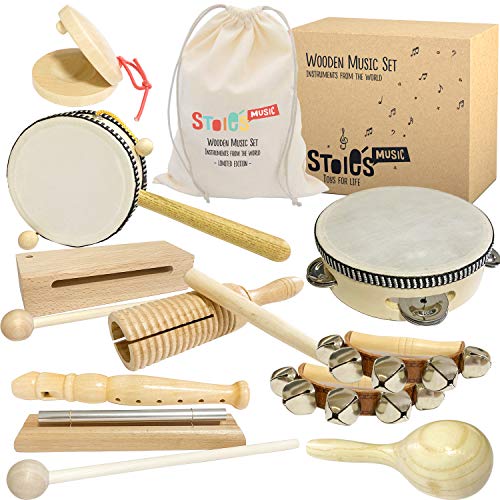 Stoieâs International Wooden Music Set, Percussion Kids Musical Instruments, Montessori Unique Play Toddler Musical Instruments for Kids Ages 3, 5, 9, 12- Baby Musical Toys, Baby Musical Instruments by Nanchang Wanhua Industry Co.,Ltd