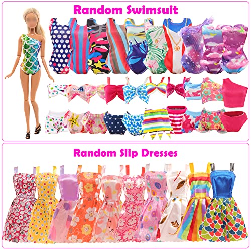 42 PCS Doll Clothes and Accessories 3 PCS Fashion Dresses 4 Tops 4Pants 3 PCS Party Dresses 2 Sets Swimsuits Bikini 6 Braces Skirt 10 Hangers and 10 pcs Shoes for 11.5 inch Doll from BM