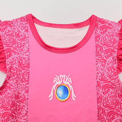 AOVCLKID Peach Princess Costume Girls Halloween Dress Up Girls Party Dress(6 Years,Rose) from AOVCLKID