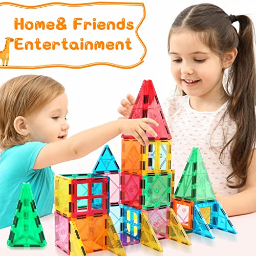 Magnetic Tiles Building Blocks for 3 4 5 6 7 8+ Years Old Boys Girls Colorful Magnet Stacking Toys Birthday Gift for Toddlers STEM Preschool Educational Construction Tiles Set for Kids Age 3-5 from Mruikeny