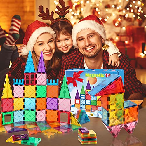 Magnetic Tiles Building Blocks for 3 4 5 6 7 8+ Years Old Boys Girls Colorful Magnet Stacking Toys Birthday Gift for Toddlers STEM Preschool Educational Construction Tiles Set for Kids Age 3-5 from Mruikeny