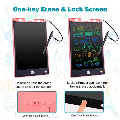 LCD Writing Tablet 2 Pack, 8.8 Inch Doodle Board Colorful Drawing Pad for Kids, Skidwedy Erasable Electronic Painting Pads, Learning Educational Toy Gift for 3+ Years Old Girls Boys Toddlers by Skidwedy
