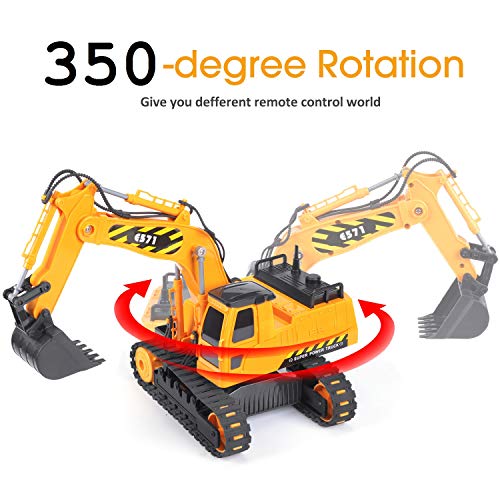 DOUBLE E Remote Control Excavator Toy Truck 2 Batteries Digger Toys Hydraulic Full Functional Construction Vehicles RC Tractor for Boys Girls Kids from DOUBLE E