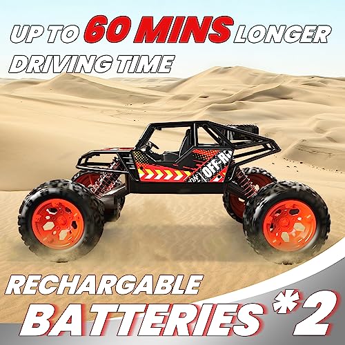 DEERC Remote Control Car with Metal Shell, 60+ Mins, 2.4G Remote Control Truck, RC Cars Crawler for Boys, RC Monster Trucks, Toy Vehicle Car Gift for Kids Adults Girls by Xiamen Huoshiquan Import & Export CO.,Ltd.