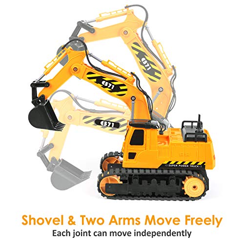 DOUBLE E Remote Control Excavator Toy Truck 2 Batteries Digger Toys Hydraulic Full Functional Construction Vehicles RC Tractor for Boys Girls Kids from DOUBLE E
