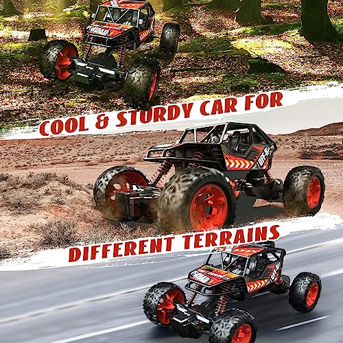 DEERC Remote Control Car with Metal Shell, 60+ Mins, 2.4G Remote Control Truck, RC Cars Crawler for Boys, RC Monster Trucks, Toy Vehicle Car Gift for Kids Adults Girls by Xiamen Huoshiquan Import & Export CO.,Ltd.