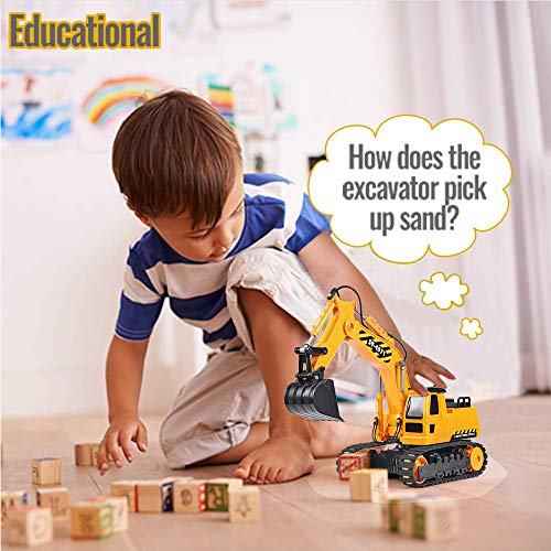 DOUBLE E Remote Control Excavator Toy Truck 2 Batteries Digger Toys Hydraulic Full Functional Construction Vehicles RC Tractor for Boys Girls Kids from DOUBLE E