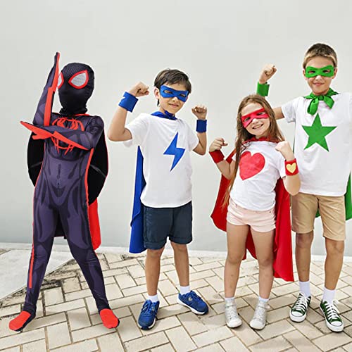 2023 New Superhero Acoss The Spider Verse Miles Spandex 3D Style Halloween Anime Costume for Kids Bodysuit Zentai Cosplay Jumpsuit (Boy, 140) from 