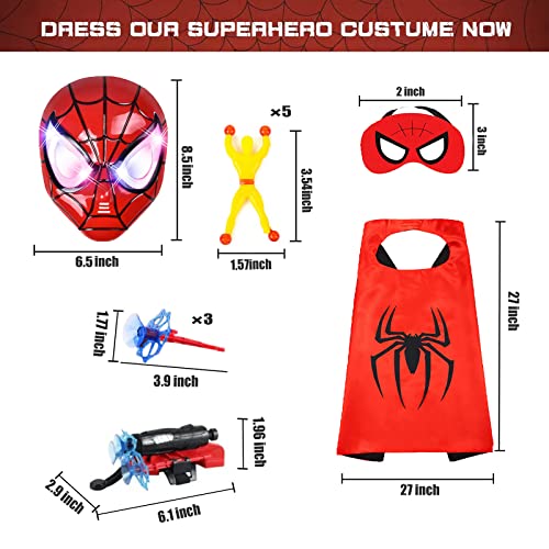 Licputalch Superhero Toys for boys 4-6 with Superhero Man Capes and LED Mask, Superhero Toys and Costume Gloves, Slap Bracelets and Climbing Man, Halloween Christmas Gifts for Kids from Licputalch