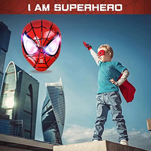 Licputalch Superhero Toys for boys 4-6 with Superhero Man Capes and LED Mask, Superhero Toys and Costume Gloves, Slap Bracelets and Climbing Man, Halloween Christmas Gifts for Kids from Licputalch