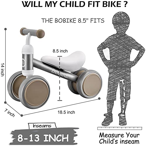 Baby Balance Bike Toys for 1 Year Old Gifts Boys Girls 10-24 Months Kids Toy Toddler Best First Birthday Gift Children Walker No Pedal Infant 4 Wheels Bicycle â¦ (Silver) by Bobike