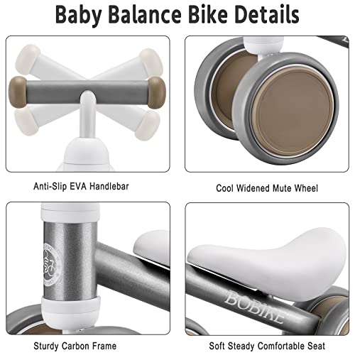 Baby Balance Bike Toys for 1 Year Old Gifts Boys Girls 10-24 Months Kids Toy Toddler Best First Birthday Gift Children Walker No Pedal Infant 4 Wheels Bicycle â¦ (Silver) by Bobike