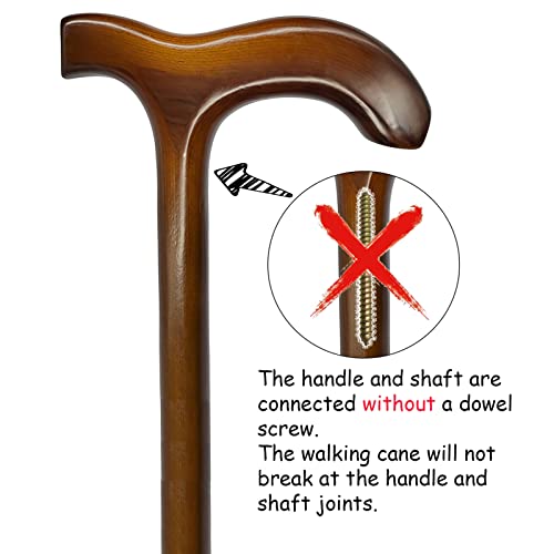 FLYDRUM Wooden Walking Cane for Men and Women, One-Piece Wood Cane, 36 Inch Wood Walking Stick for Men and Women, Ergonomic Wood Cane for Seniors by FLYDRUM