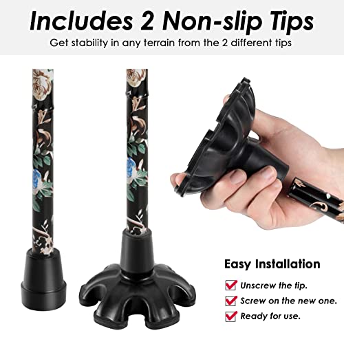 Walking Cane PANZHENG Cane for Man/Woman | Mobility & Daily Living Aids | 5-Level Height Adjustable Walking Stick | Comfortable Plastic T-Handle Portable Walking Stick Folding Cane | Black Print by PANZHENG