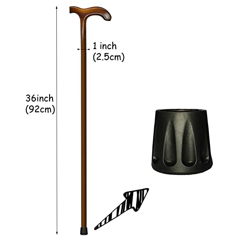 FLYDRUM Wooden Walking Cane for Men and Women, One-Piece Wood Cane, 36 Inch Wood Walking Stick for Men and Women, Ergonomic Wood Cane for Seniors by FLYDRUM