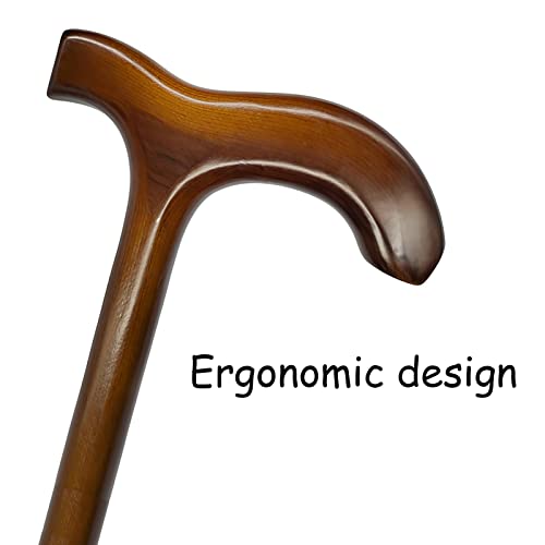 FLYDRUM Wooden Walking Cane for Men and Women, One-Piece Wood Cane, 36 Inch Wood Walking Stick for Men and Women, Ergonomic Wood Cane for Seniors by FLYDRUM