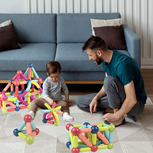 Magnelogy 100 Pcs Magnetic Building Sticks, Stem Educational Construction Toys, Magnetic Stick and Rods Set, 3D Magnet Building Toys, 6 Color Creative Builder from Magnelogy