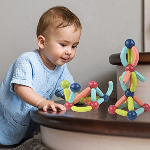 Magnelogy 100 Pcs Magnetic Building Sticks, Stem Educational Construction Toys, Magnetic Stick and Rods Set, 3D Magnet Building Toys, 6 Color Creative Builder from Magnelogy