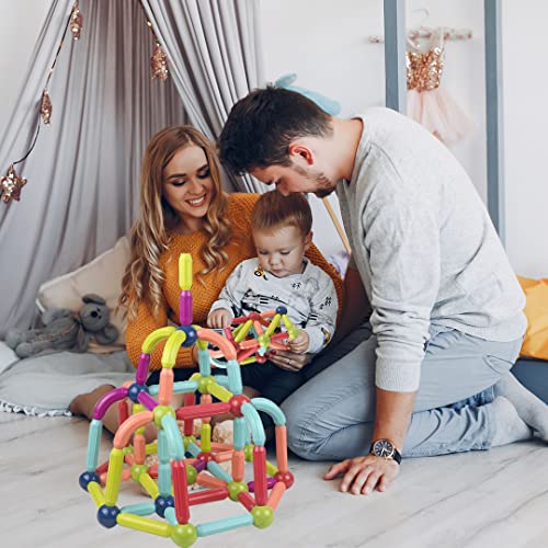 Magnelogy 100 Pcs Magnetic Building Sticks, Stem Educational Construction Toys, Magnetic Stick and Rods Set, 3D Magnet Building Toys, 6 Color Creative Builder from Magnelogy